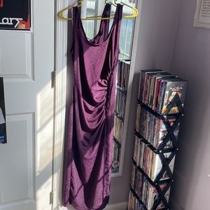 Cider Women’s Medium Purple Glitter Ruched Evening Dress